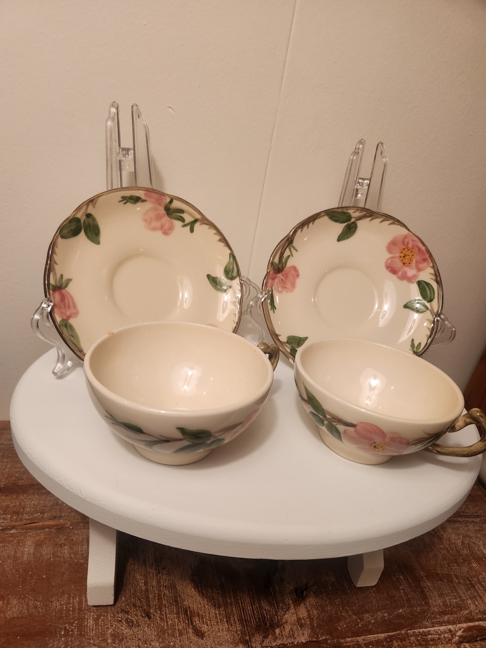 Floral Pink Teacup and Saucer Set - Hand-Painted Blossom Design